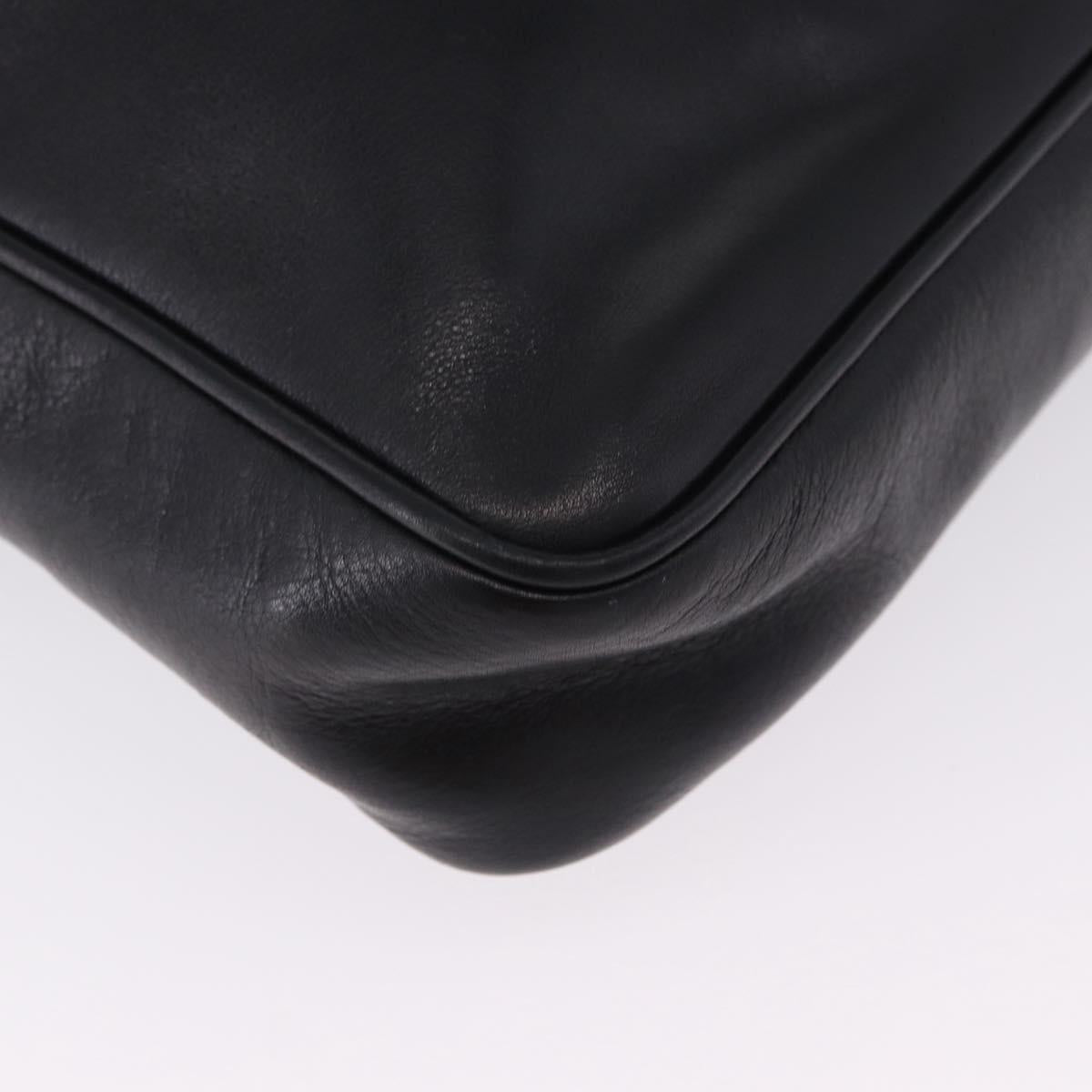 GUCCI Horsebit Web Sherry Line Shoulder Bag Leather Black Gold Auth 192187A