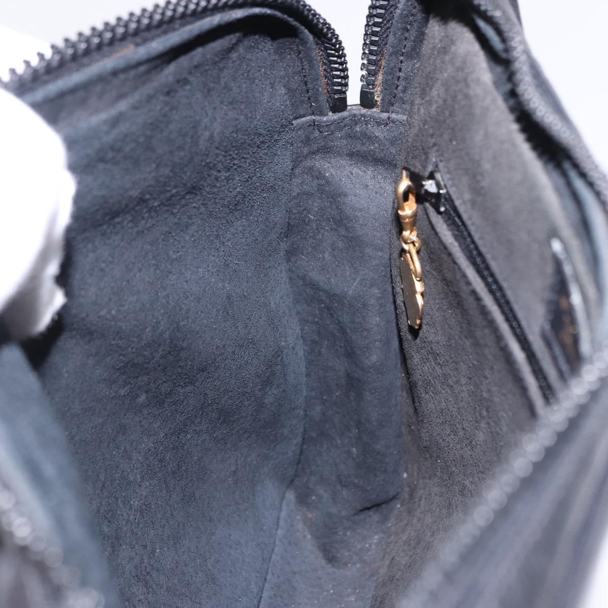 GUCCI Horsebit Web Sherry Line Shoulder Bag Leather Black Gold Auth 192187A