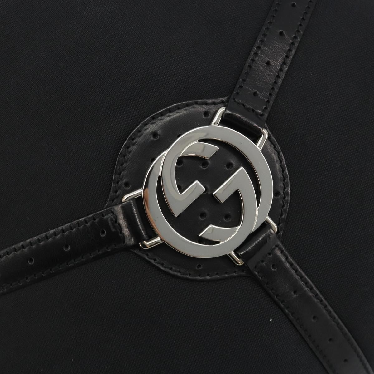 GUCCI Interlocking G Hand Bag Canvas Black Silver 114875 Auth 192188V