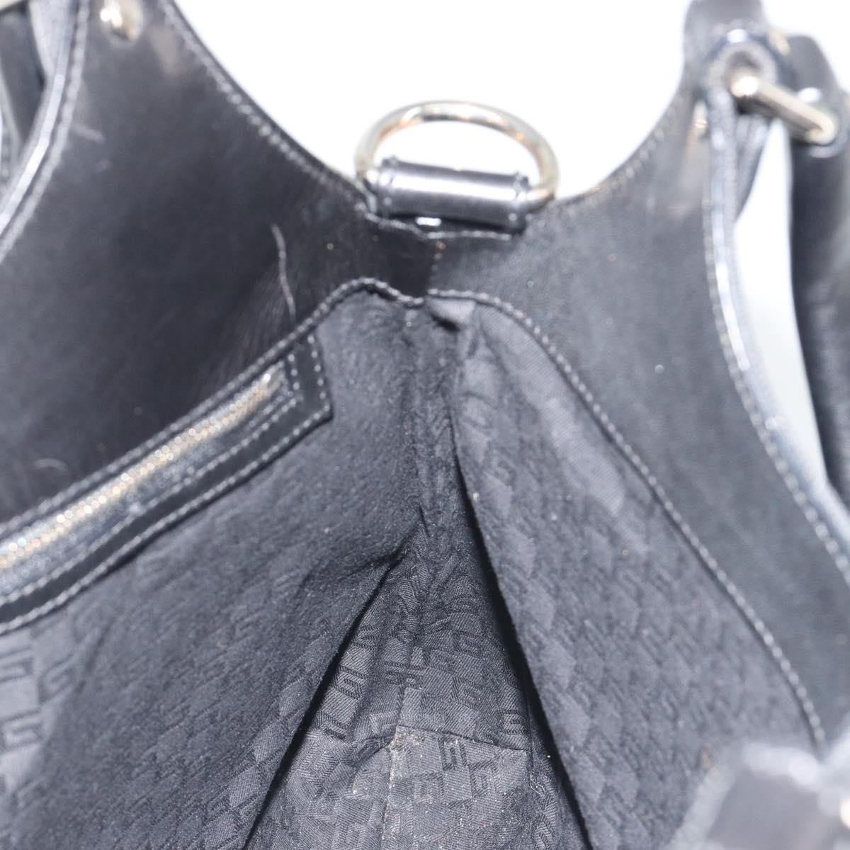 GUCCI Interlocking G Hand Bag Canvas Black Silver 114875 Auth 192188V