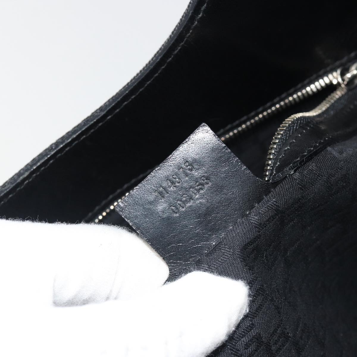 GUCCI Interlocking G Hand Bag Canvas Black Silver 114875 Auth 192188V