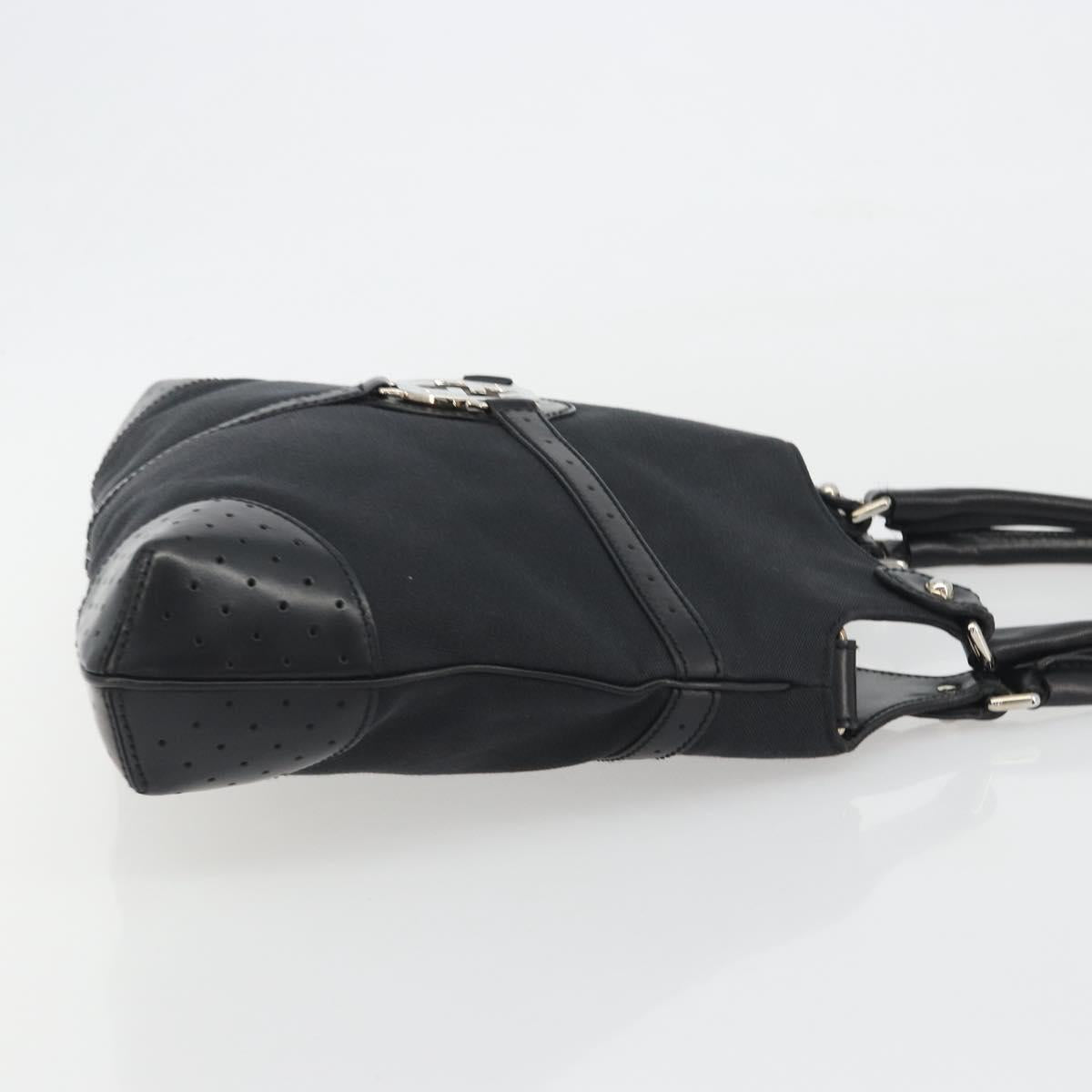 GUCCI Interlocking G Hand Bag Canvas Black Silver 114875 Auth 192188V