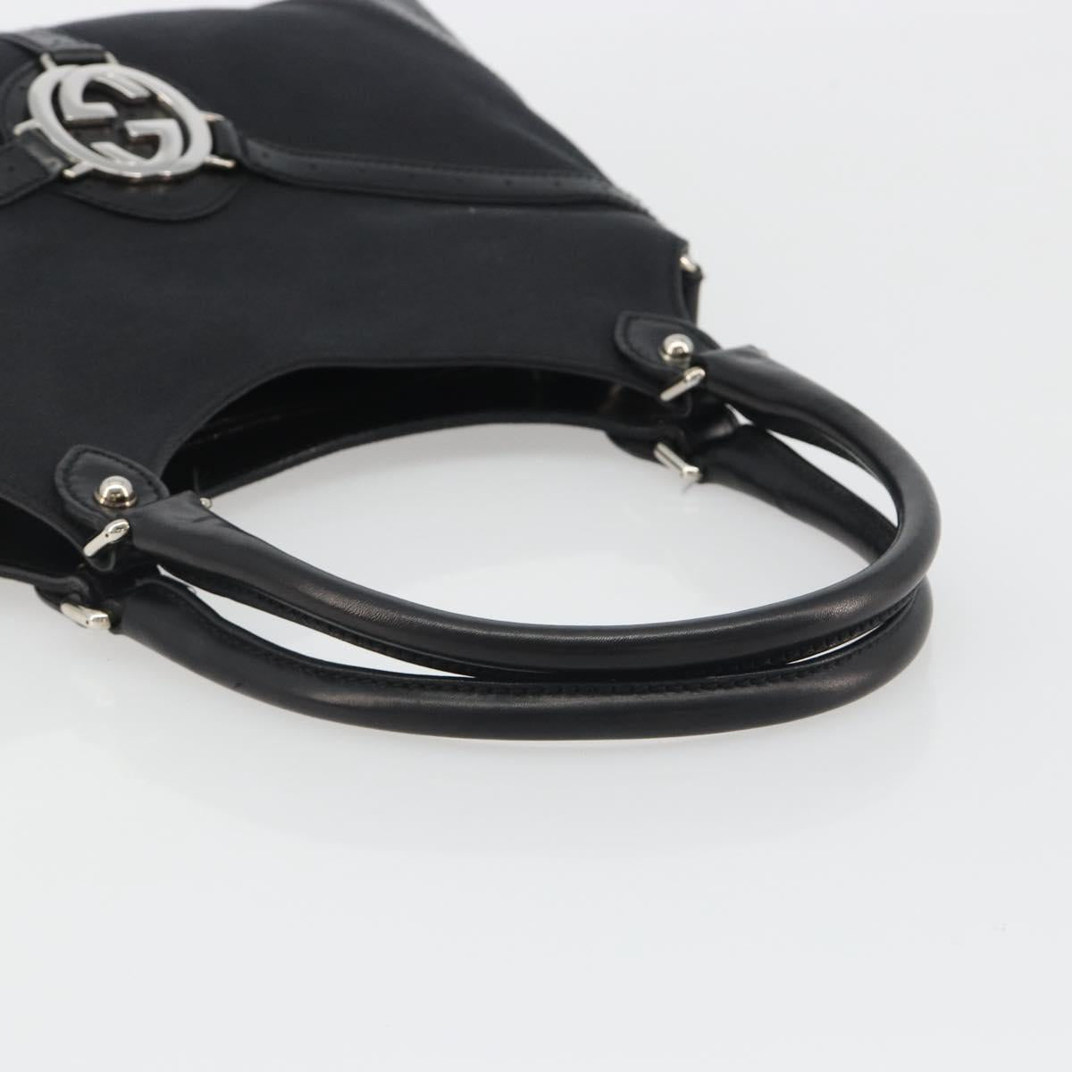 GUCCI Interlocking G Hand Bag Canvas Black Silver 114875 Auth 192188V