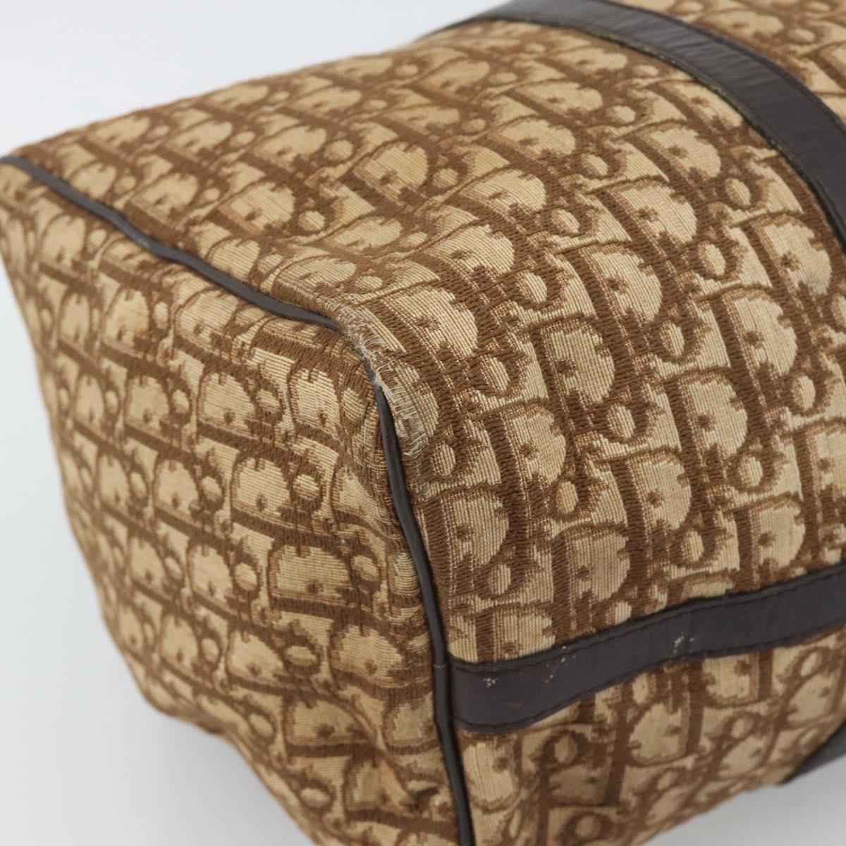 Christian Dior Trotter Canvas Boston Bag Beige Gold Auth 192191