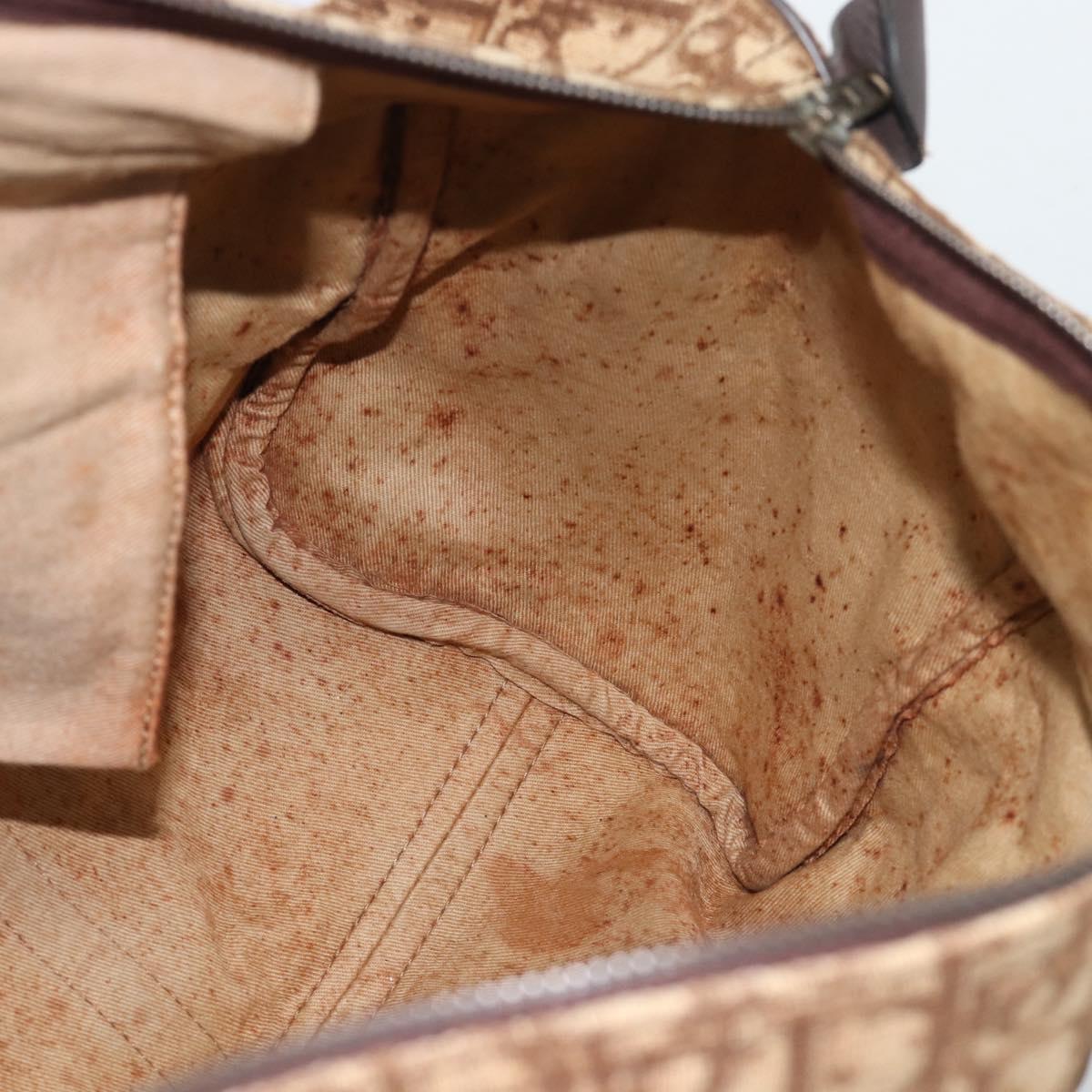Christian Dior Trotter Canvas Boston Bag Beige Gold Auth 192191