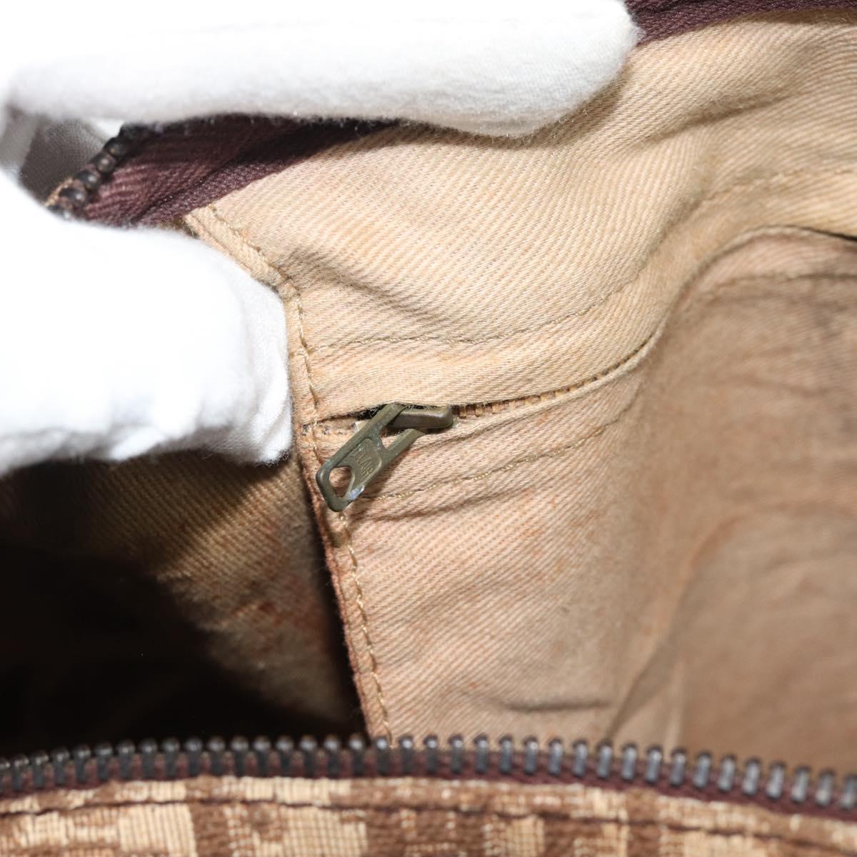 Christian Dior Trotter Canvas Boston Bag Beige Gold Auth 192191