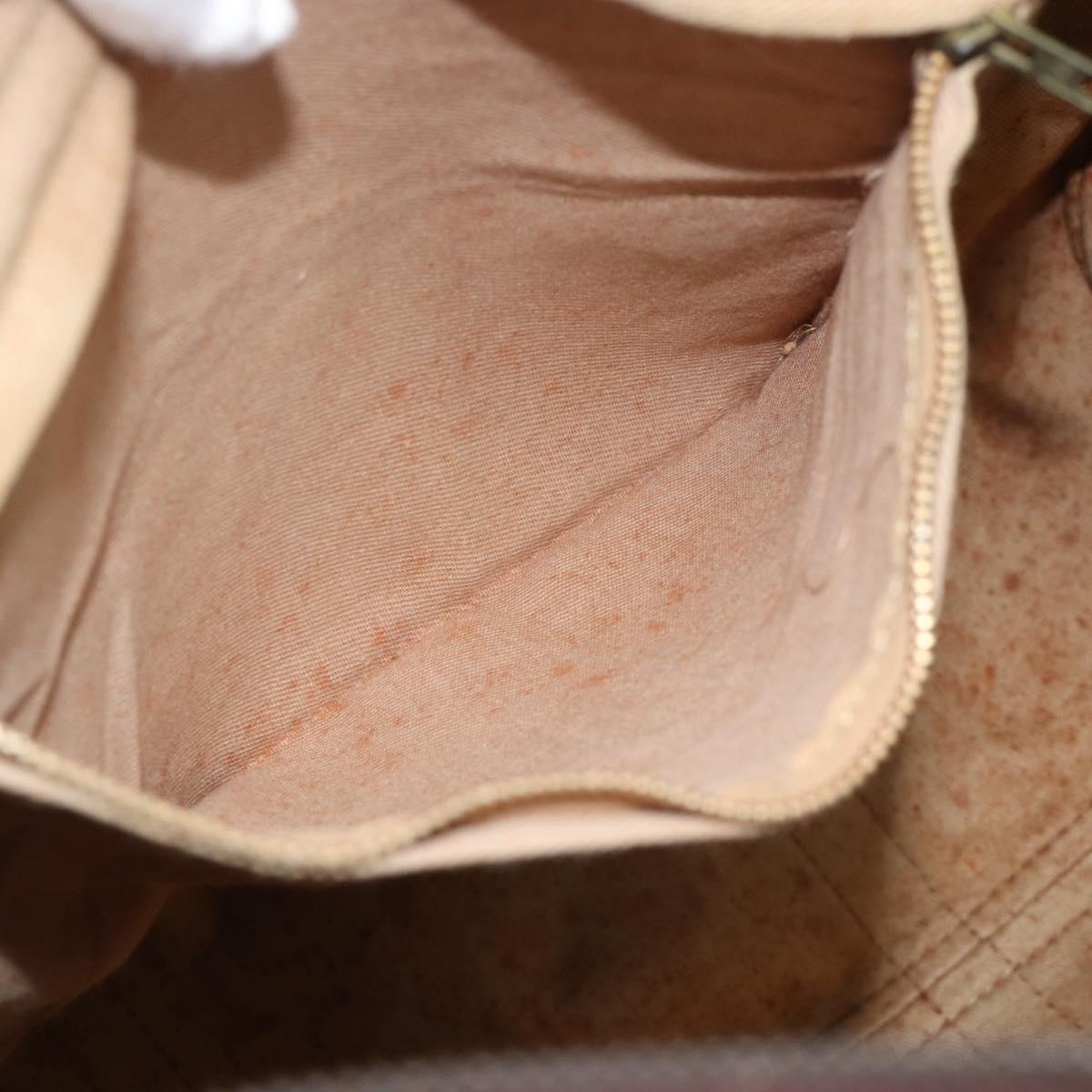 Christian Dior Trotter Canvas Boston Bag Beige Gold Auth 192191