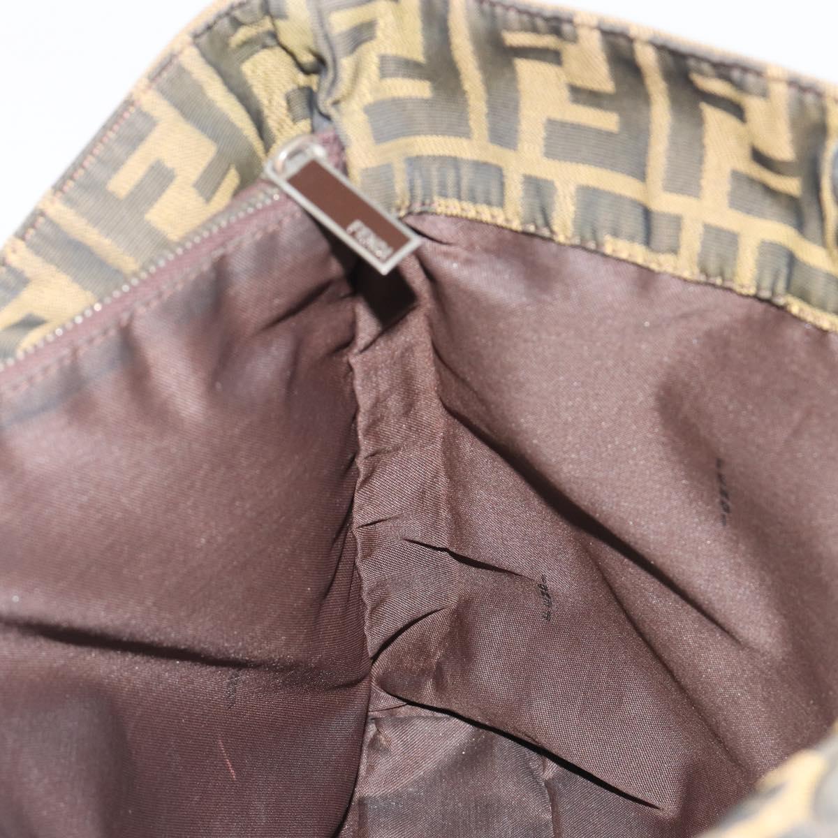 FENDI Zucca Canvas Mamma Baguette Tote Bag Brown Black Auth 192192A