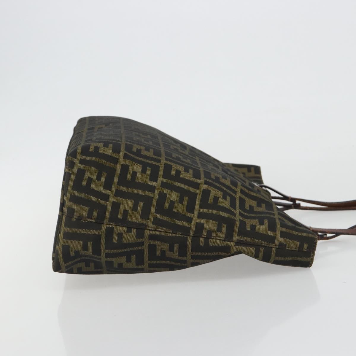 FENDI Zucca Canvas Mamma Baguette Tote Bag Brown Black Auth 192192A