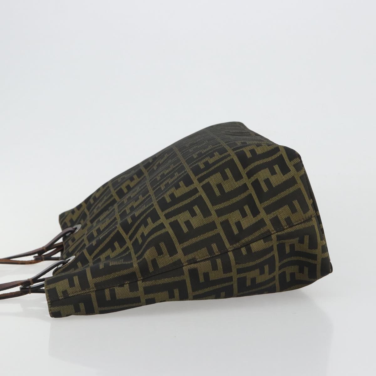 FENDI Zucca Canvas Mamma Baguette Tote Bag Brown Black Auth 192192A