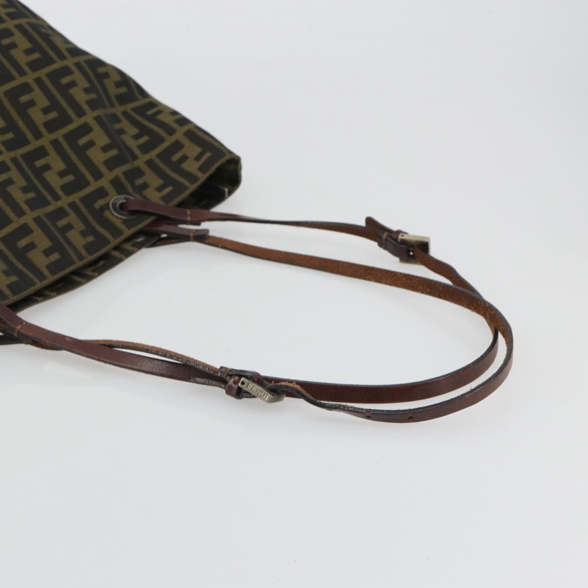 FENDI Zucca Canvas Mamma Baguette Tote Bag Brown Black Auth 192192A
