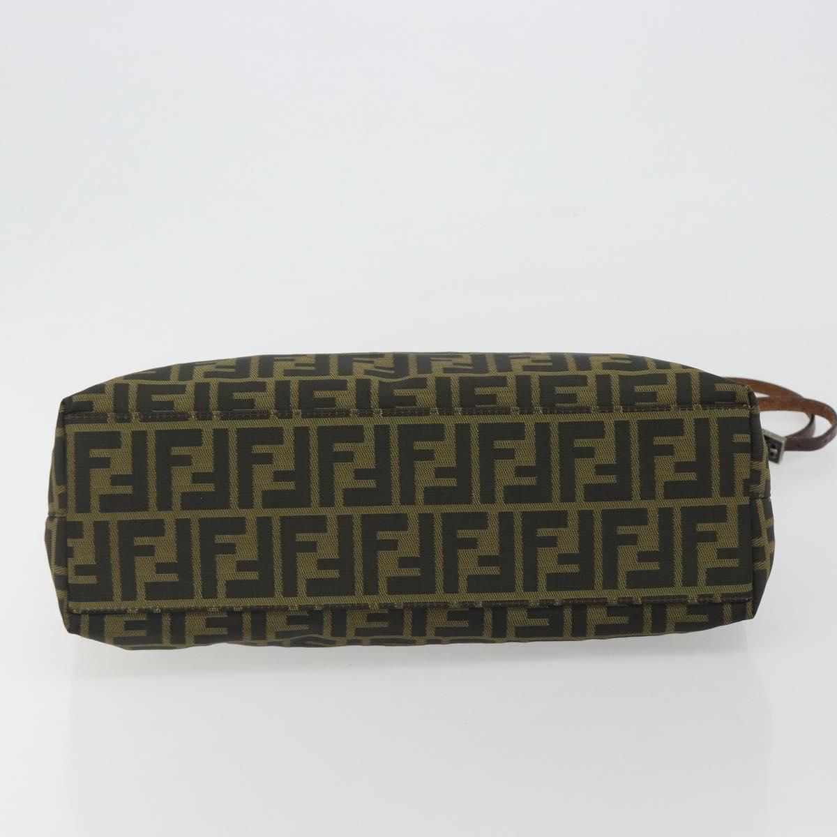 FENDI Zucca Canvas Mamma Baguette Tote Bag Brown Black Auth 192192A