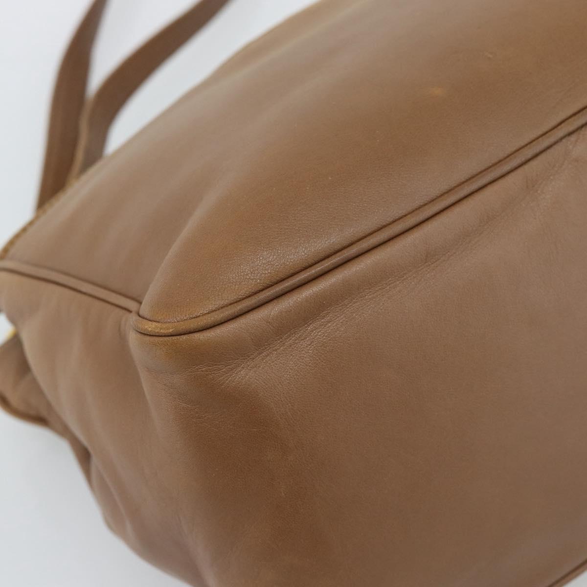 LOEWE Shoulder Bag Leather Brown Gold Auth 192193
