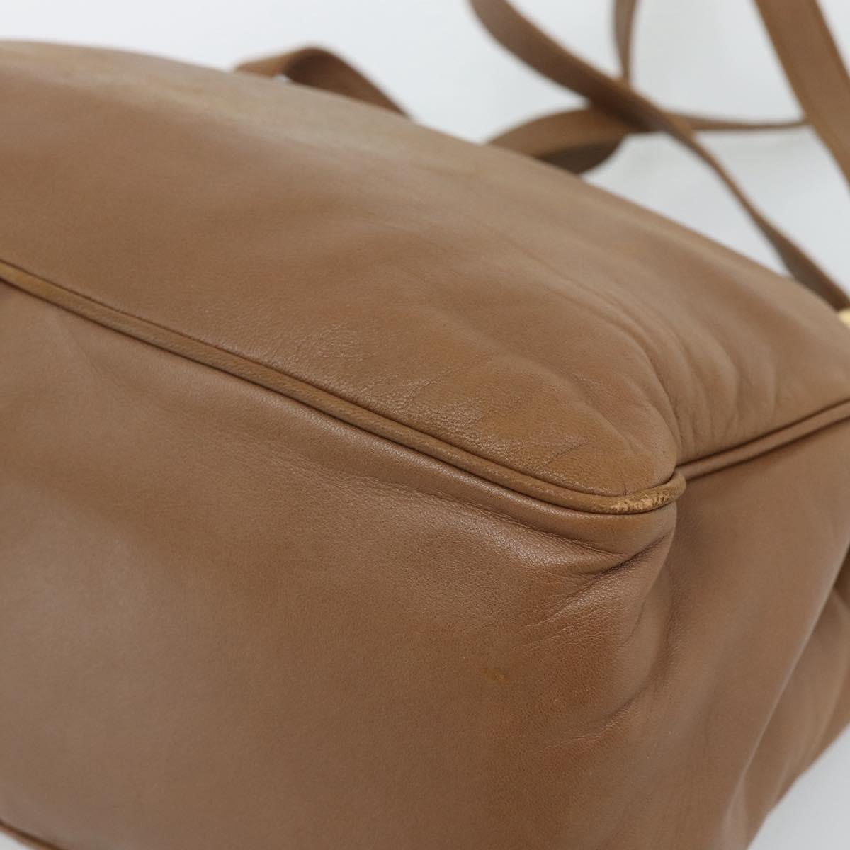 LOEWE Shoulder Bag Leather Brown Gold Auth 192193