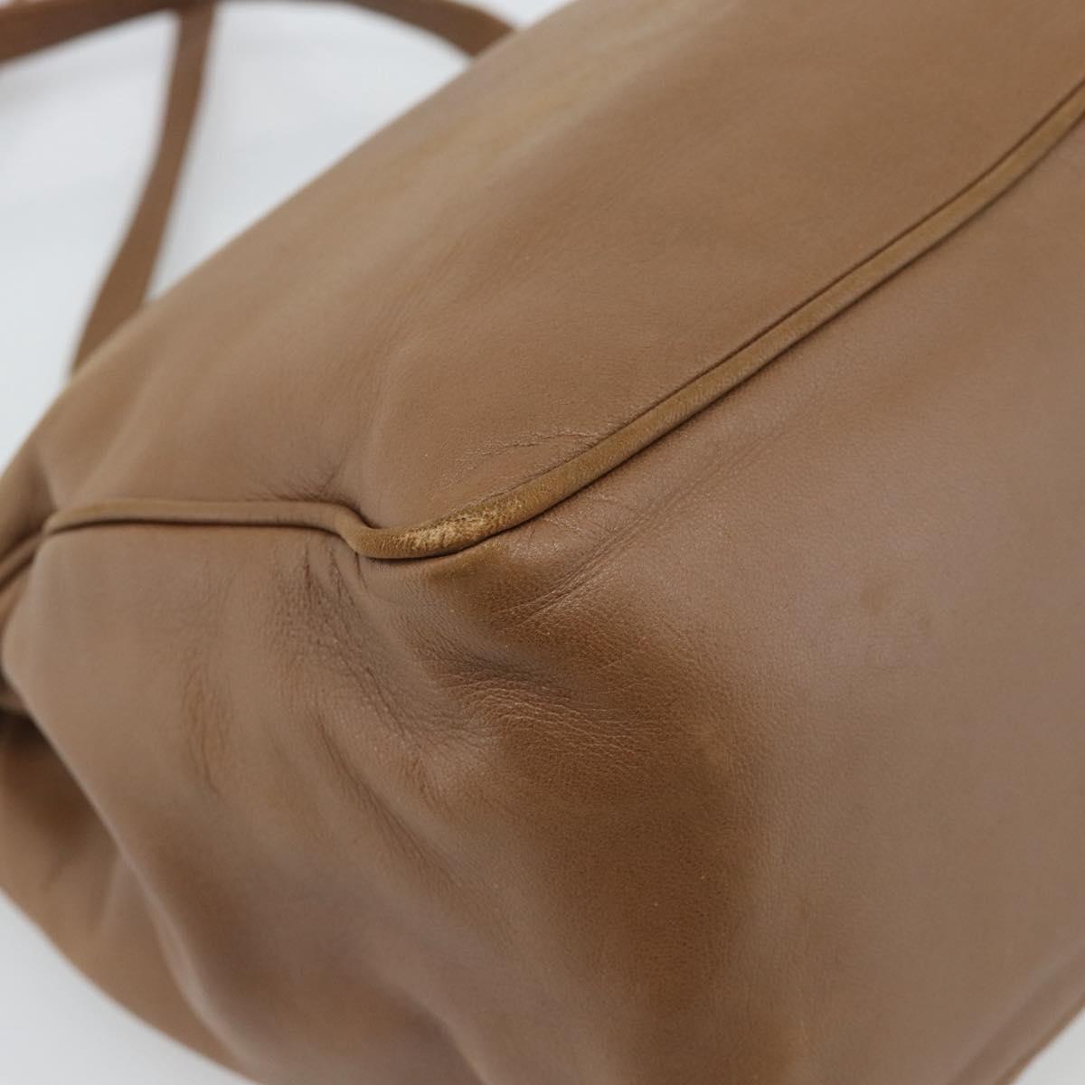 LOEWE Shoulder Bag Leather Brown Gold Auth 192193