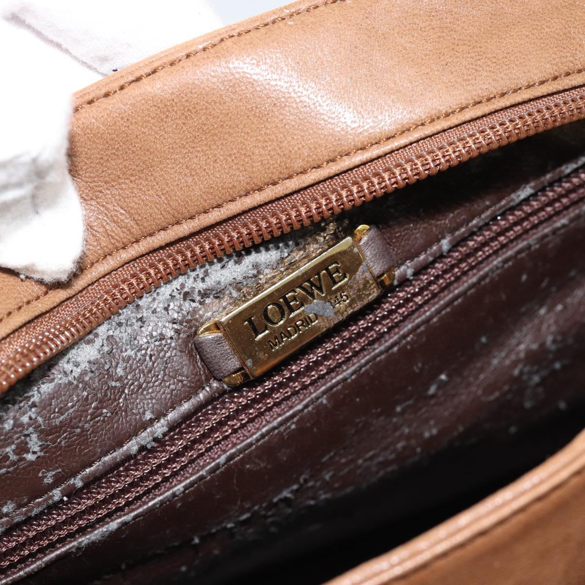 LOEWE Shoulder Bag Leather Brown Gold Auth 192193