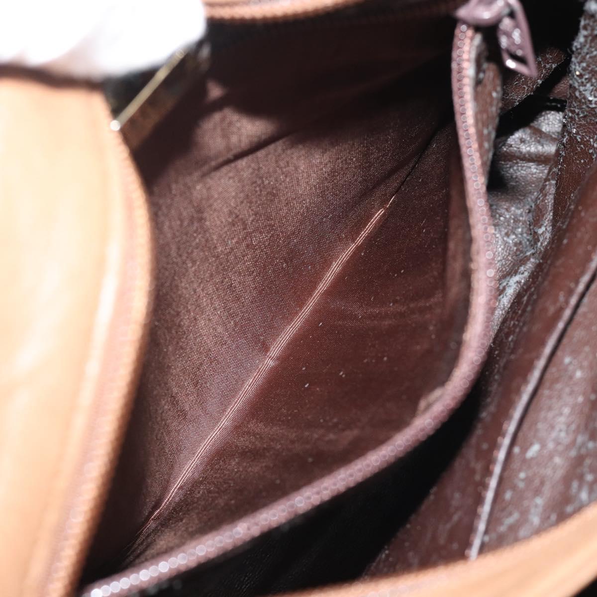 LOEWE Shoulder Bag Leather Brown Gold Auth 192193