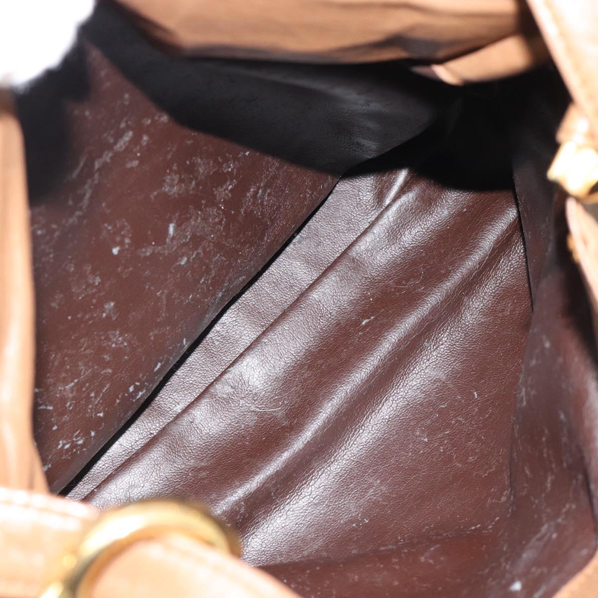 LOEWE Shoulder Bag Leather Brown Gold Auth 192193