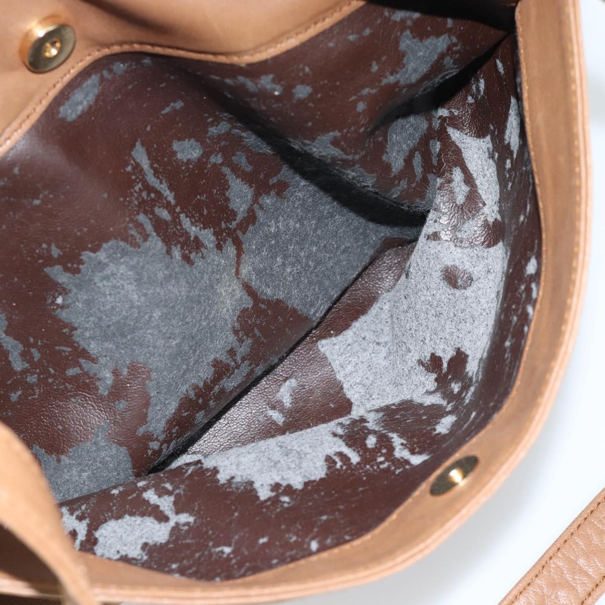 LOEWE Shoulder Bag Leather Brown Gold Auth 192193