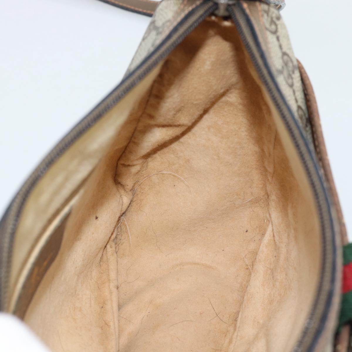 GUCCI GG Supreme Web Sherry Line Bag PVC Beige Gold 89 02 032 Auth 192195
