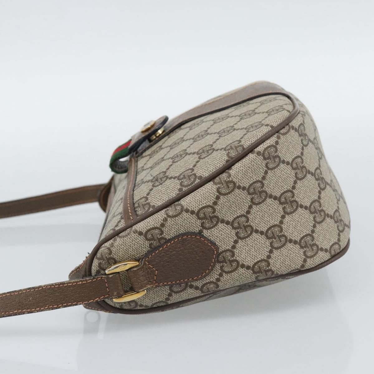 GUCCI GG Supreme Web Sherry Line Bag PVC Beige Gold 89 02 032 Auth 192195