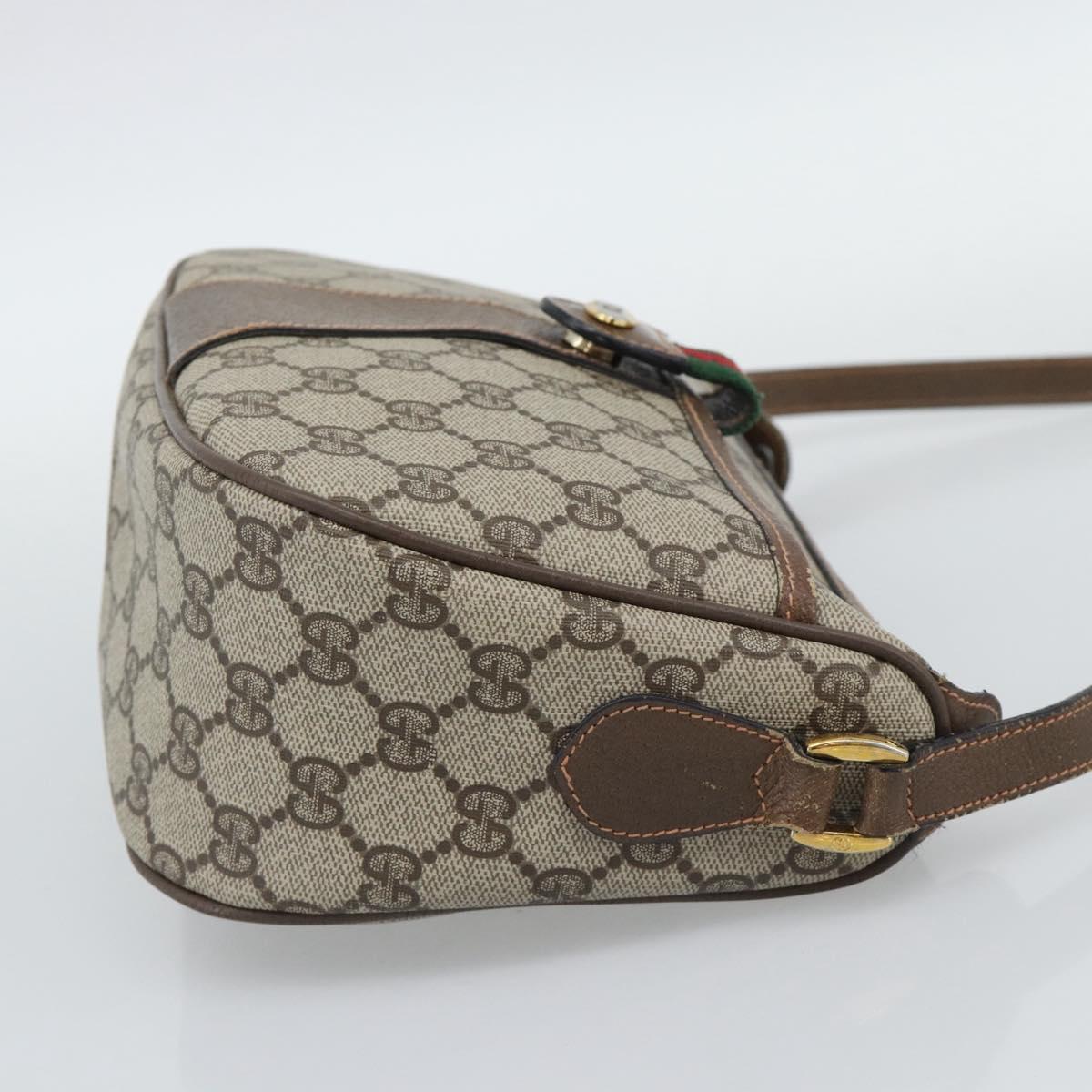 GUCCI GG Supreme Web Sherry Line Bag PVC Beige Gold 89 02 032 Auth 192195