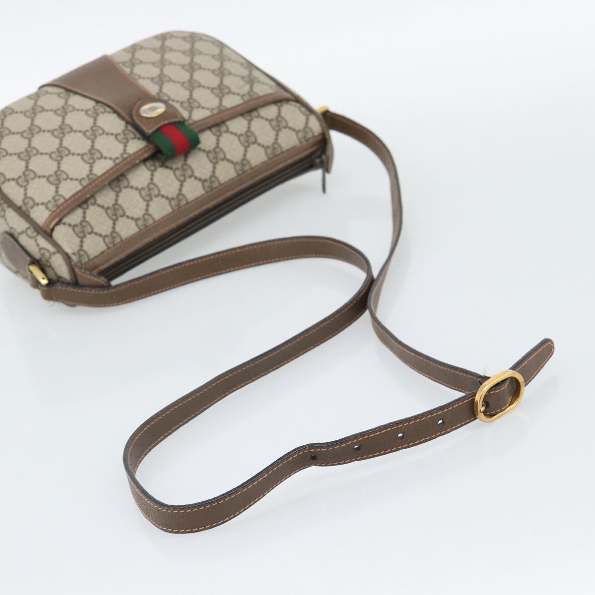 GUCCI GG Supreme Web Sherry Line Bag PVC Beige Gold 89 02 032 Auth 192195