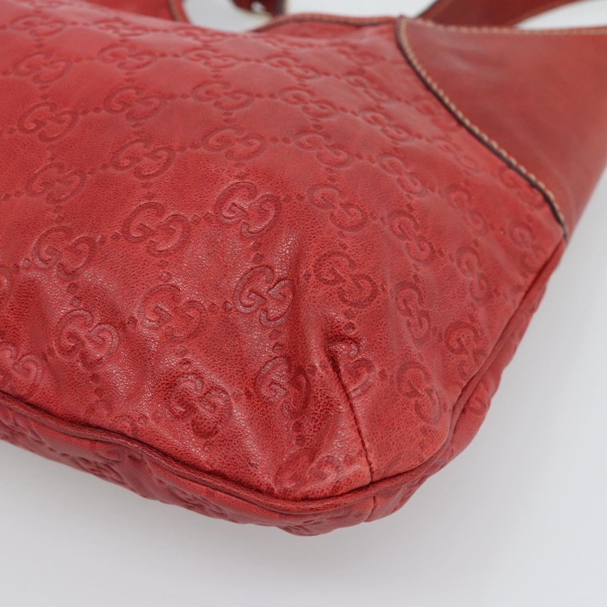 GUCCI GG Canvas Guccissima Trophy Bag Leather Red Gold 189829 Auth 192196V