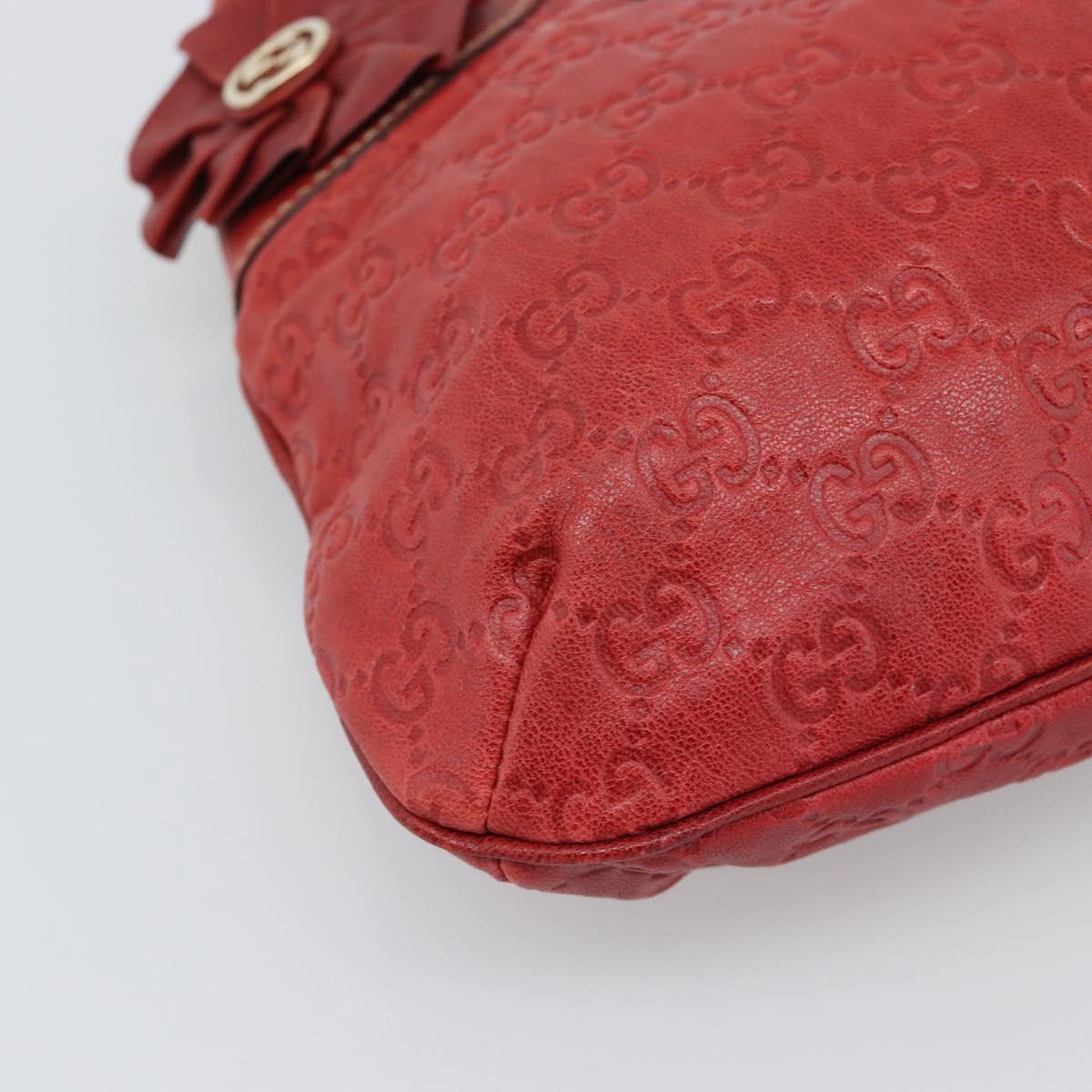 GUCCI GG Canvas Guccissima Trophy Bag Leather Red Gold 189829 Auth 192196V