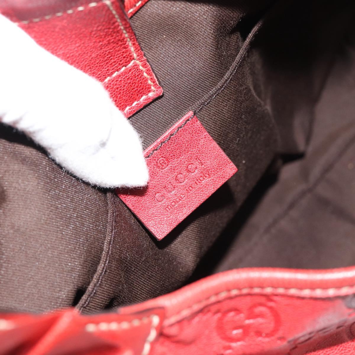 GUCCI GG Canvas Guccissima Trophy Bag Leather Red Gold 189829 Auth 192196V