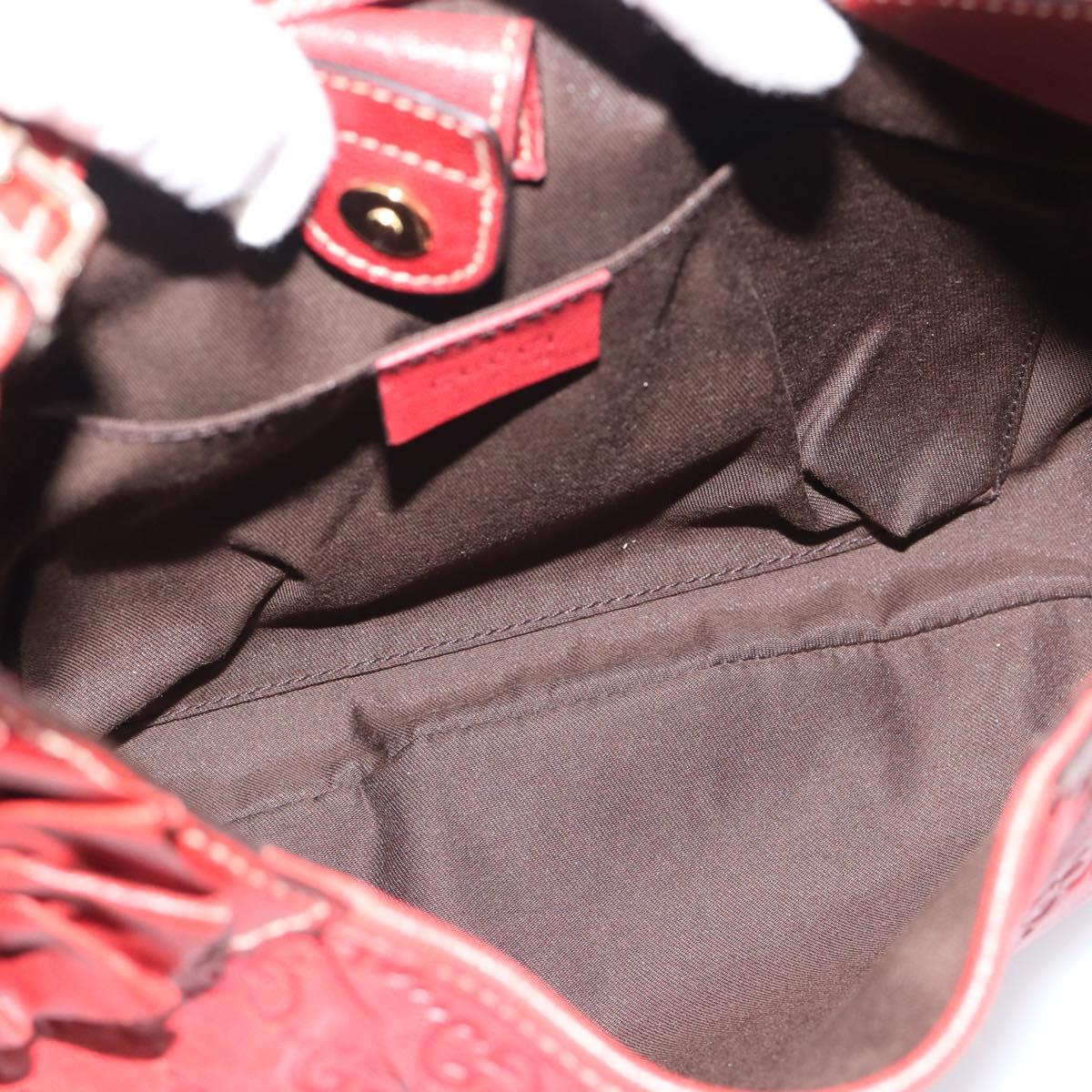 GUCCI GG Canvas Guccissima Trophy Bag Leather Red Gold 189829 Auth 192196V