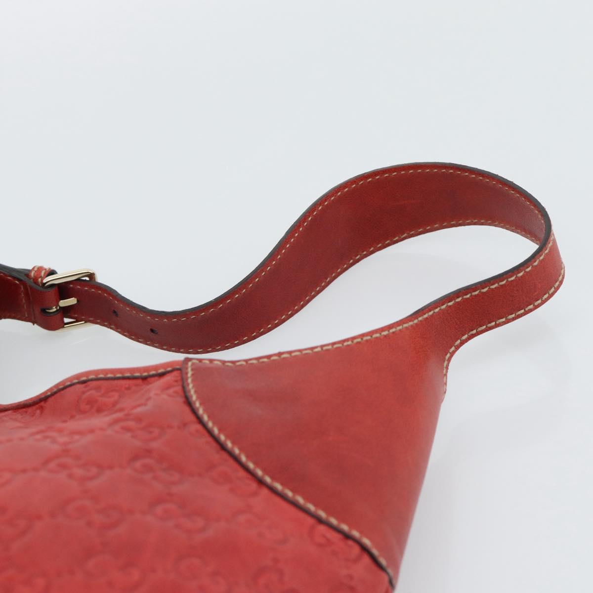GUCCI GG Canvas Guccissima Trophy Bag Leather Red Gold 189829 Auth 192196V