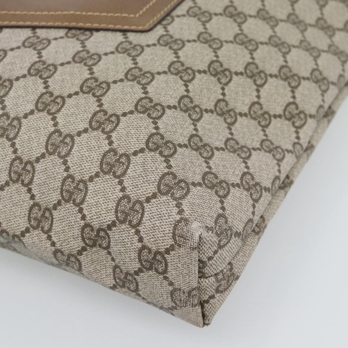 GUCCI GG Supreme Web Sherry Line Tote Bag PVC Beige Gold Auth 192197
