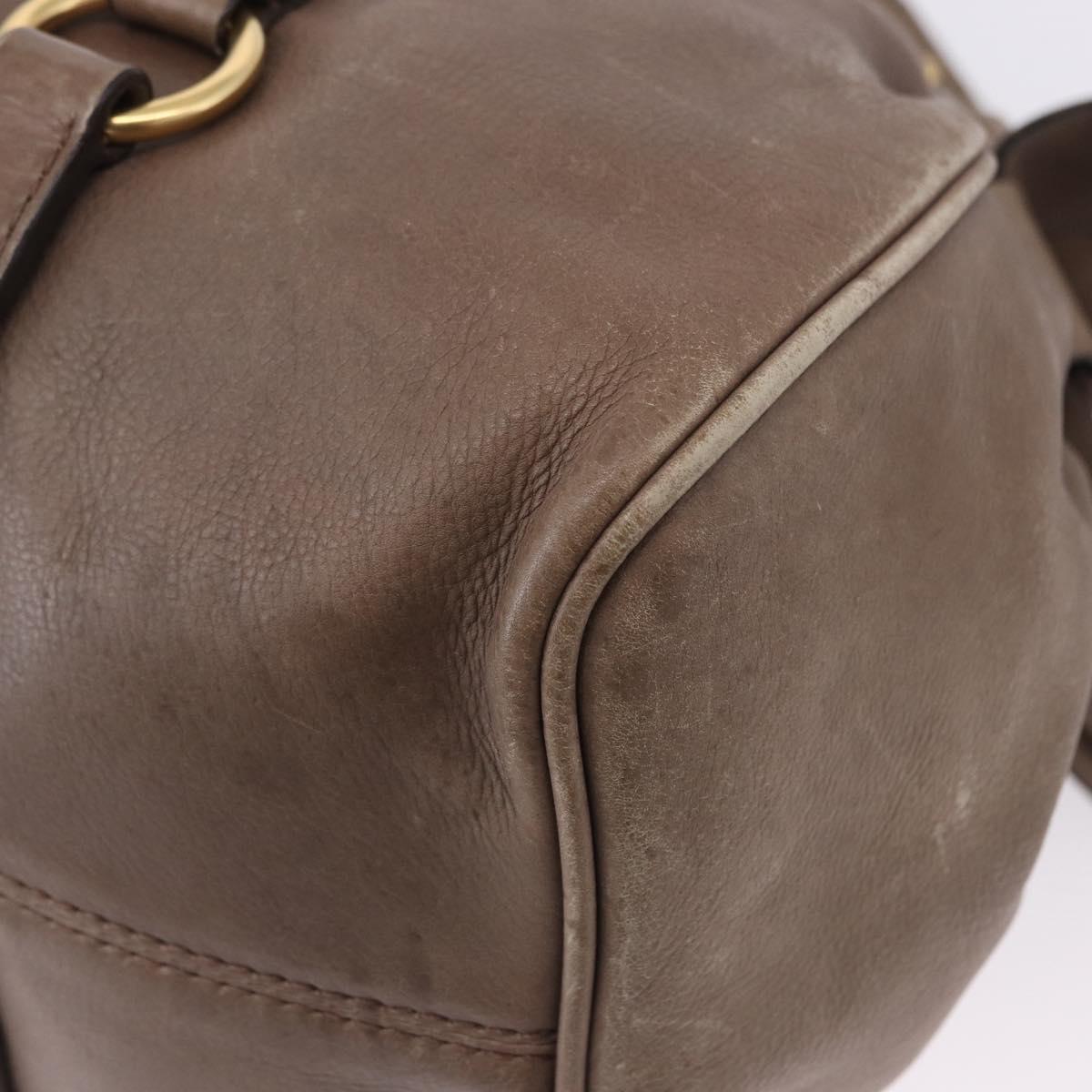 Miu Miu Hand Bag Leather 2way Beige Gold Auth 192198V