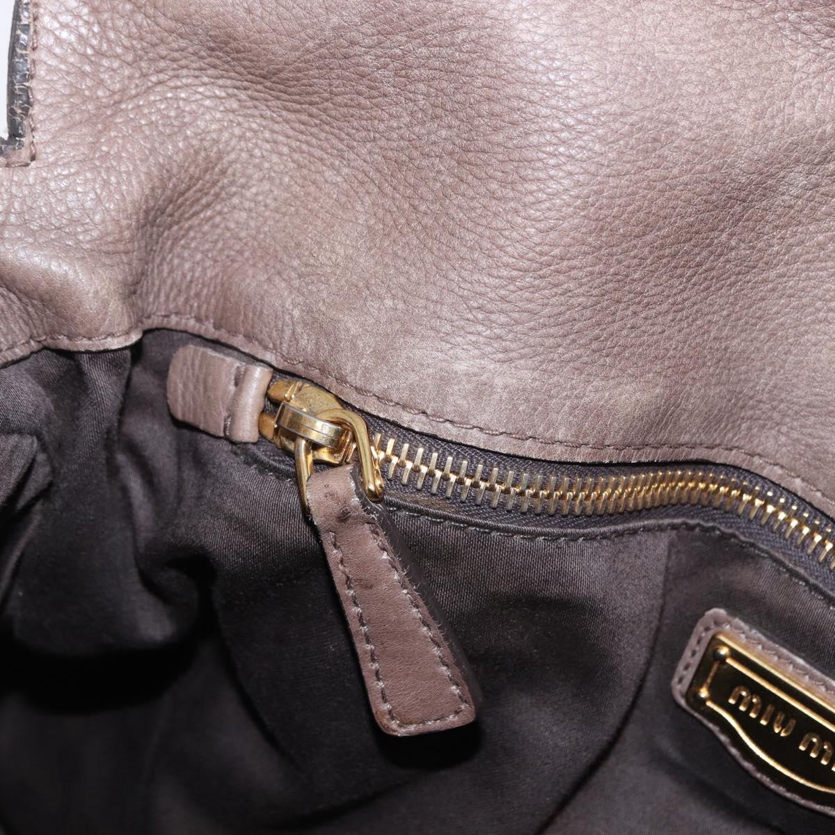 Miu Miu Hand Bag Leather 2way Beige Gold Auth 192198V