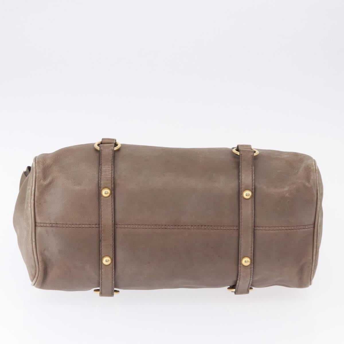 Miu Miu Hand Bag Leather 2way Beige Gold Auth 192198V
