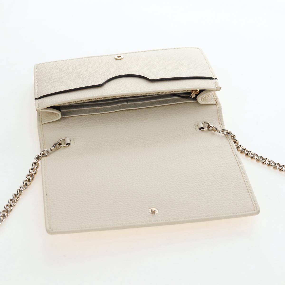 GUCCI Soho Chain Bag Leather Outlet White Gold 598211 493075 Auth 192199V