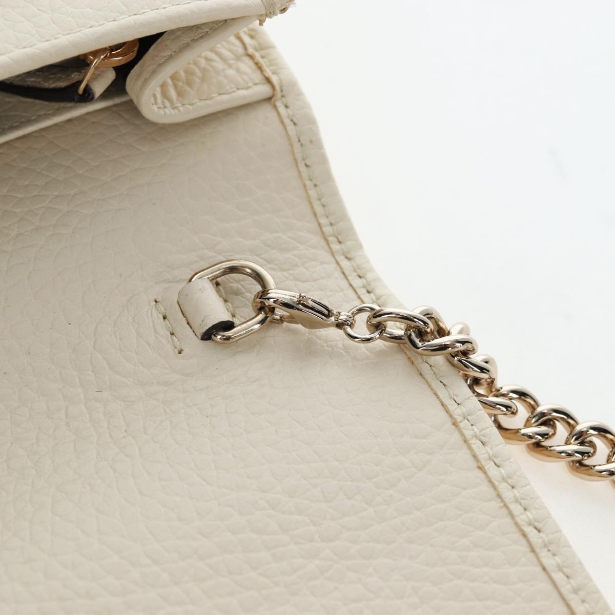 GUCCI Soho Chain Bag Leather Outlet White Gold 598211 493075 Auth 192199V