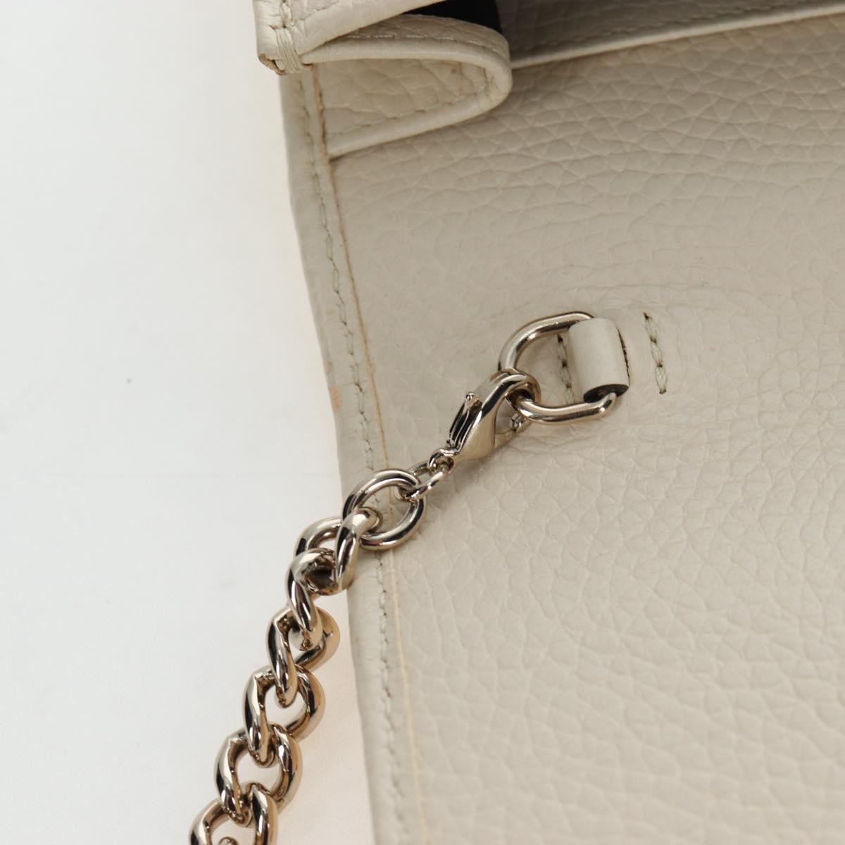 GUCCI Soho Chain Bag Leather Outlet White Gold 598211 493075 Auth 192199V
