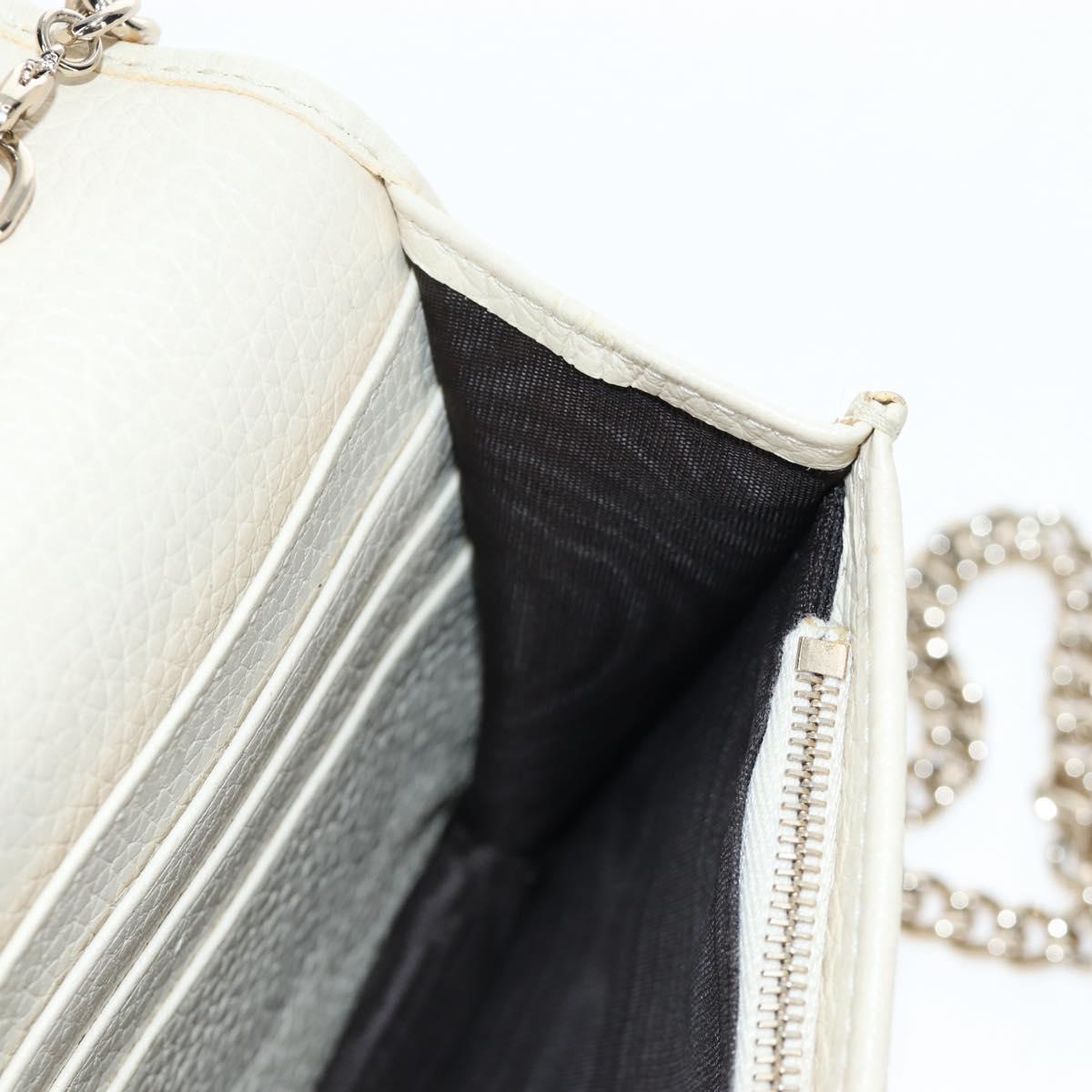 GUCCI Soho Chain Bag Leather Outlet White Gold 598211 493075 Auth 192199V