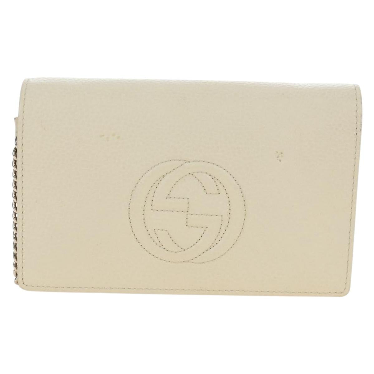 GUCCI Soho Chain Bag Leather Outlet White Gold 598211 493075 Auth 192199V