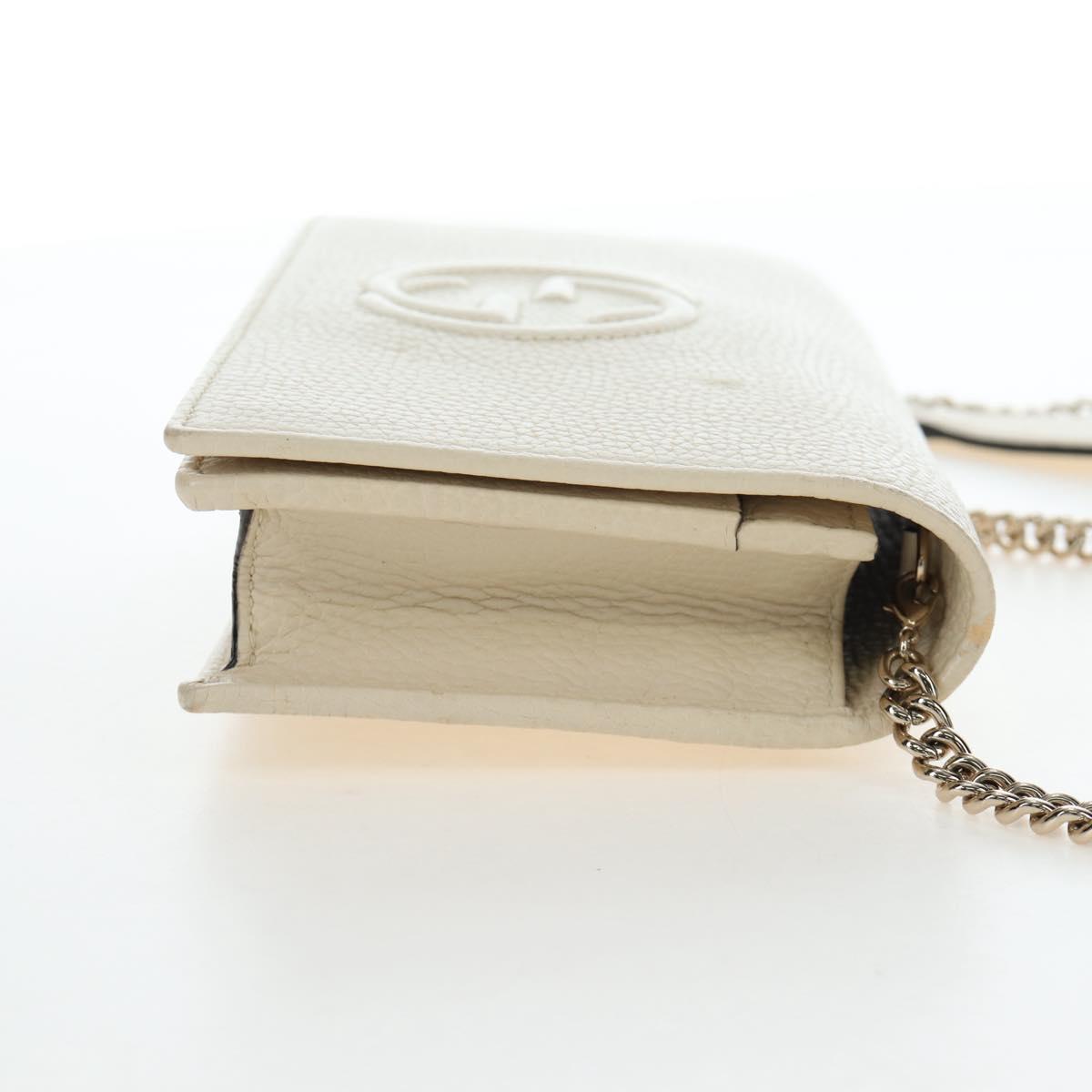 GUCCI Soho Chain Bag Leather Outlet White Gold 598211 493075 Auth 192199V