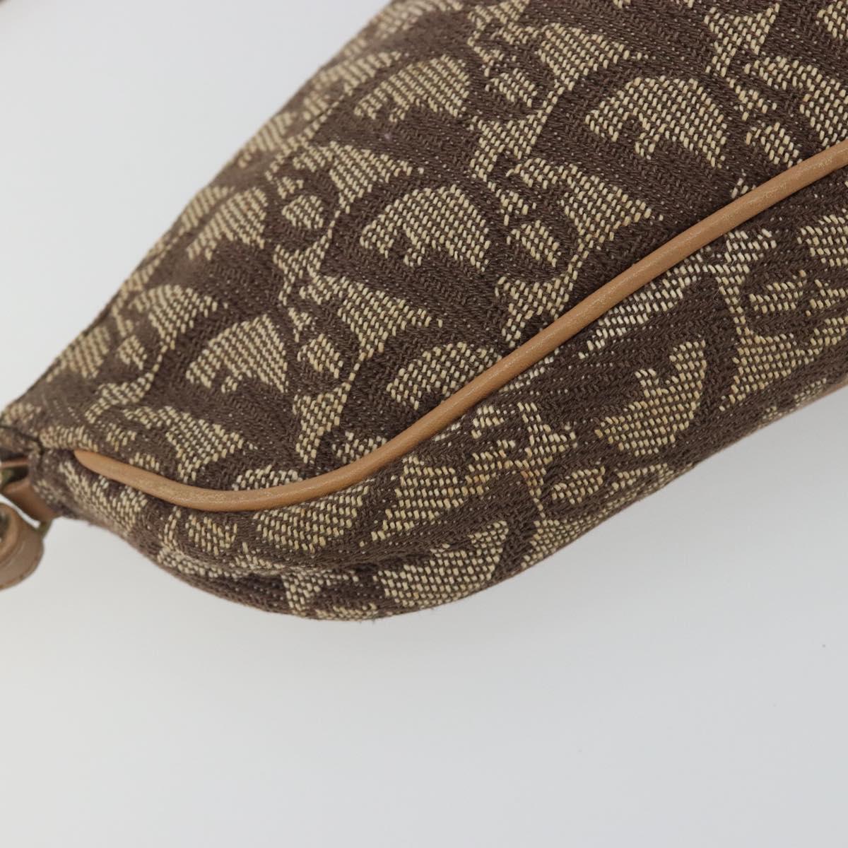 Christian Dior Trotter Canvas Saddle Accessory Pouch Brown Gold Auth 192201A