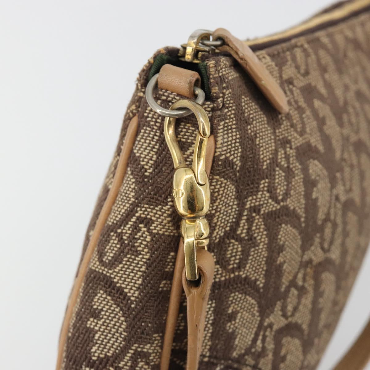 Christian Dior Trotter Canvas Saddle Accessory Pouch Brown Gold Auth 192201A