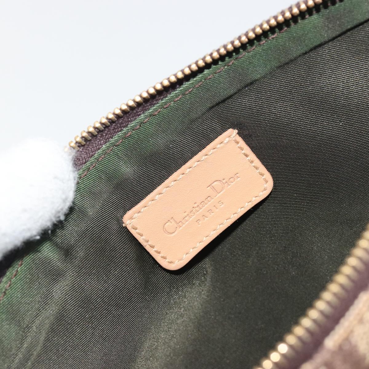 Christian Dior Trotter Canvas Saddle Accessory Pouch Brown Gold Auth 192201A