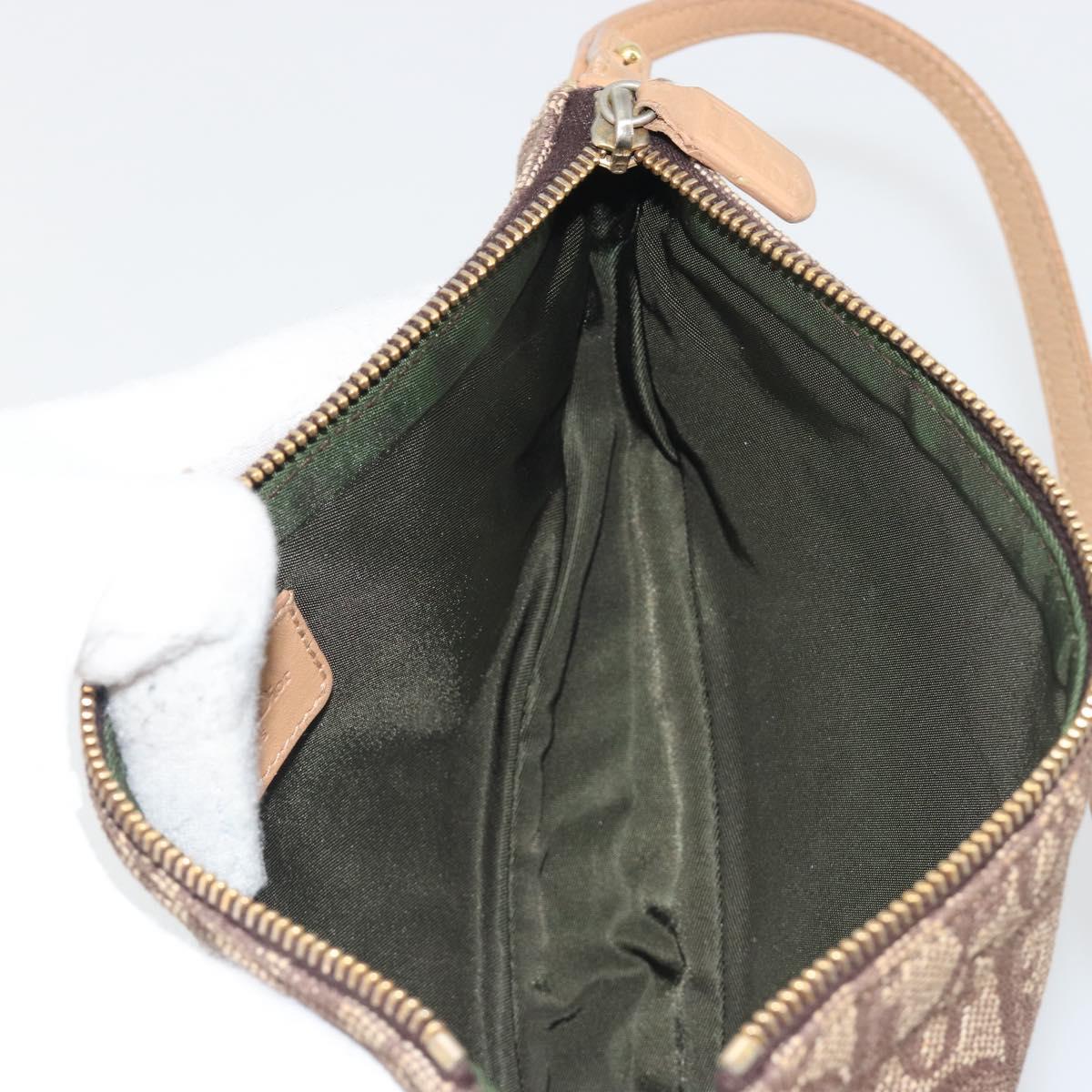 Christian Dior Trotter Canvas Saddle Accessory Pouch Brown Gold Auth 192201A