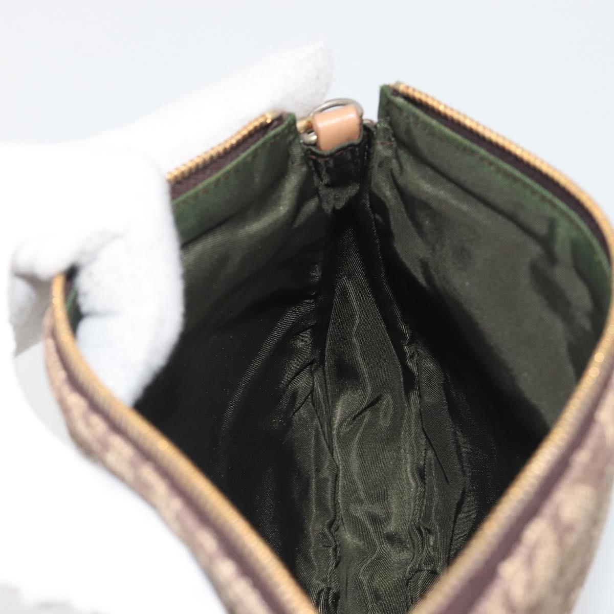 Christian Dior Trotter Canvas Saddle Accessory Pouch Brown Gold Auth 192201A