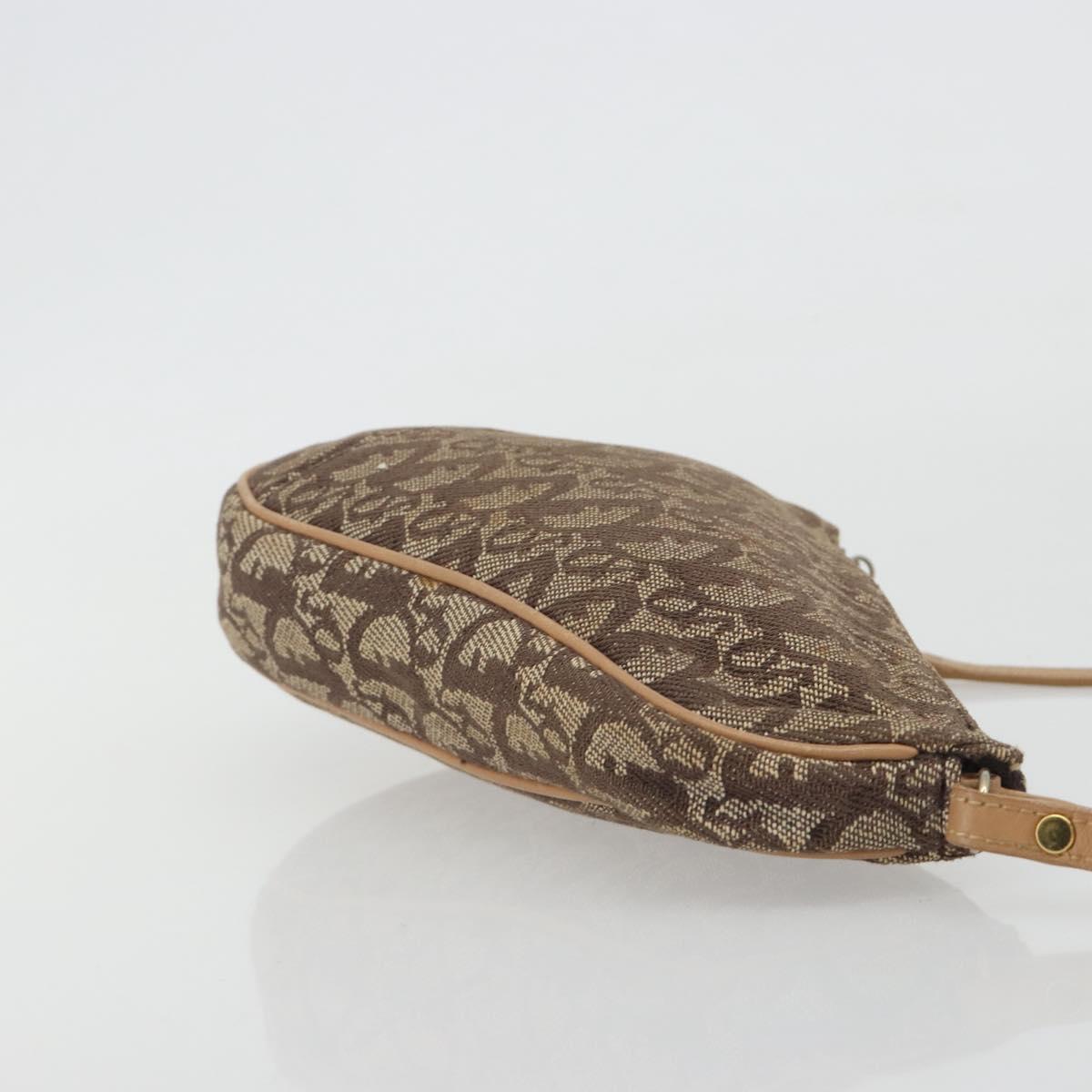 Christian Dior Trotter Canvas Saddle Accessory Pouch Brown Gold Auth 192201A