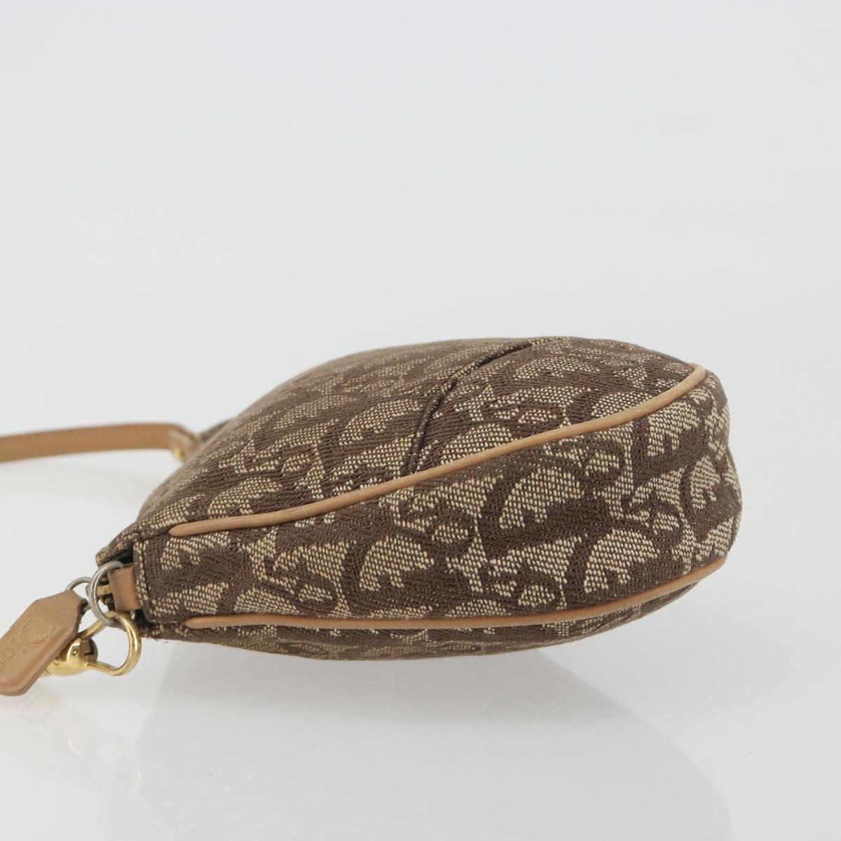 Christian Dior Trotter Canvas Saddle Accessory Pouch Brown Gold Auth 192201A