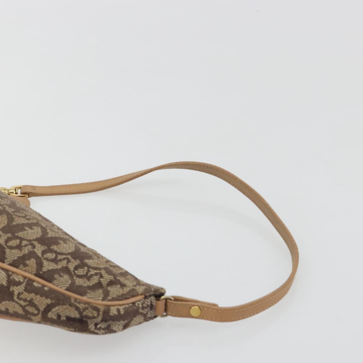 Christian Dior Trotter Canvas Saddle Accessory Pouch Brown Gold Auth 192201A